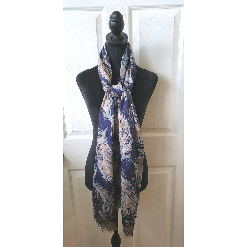 Natasha Blue Multiprint Wrap/ Scarf 28 x 78